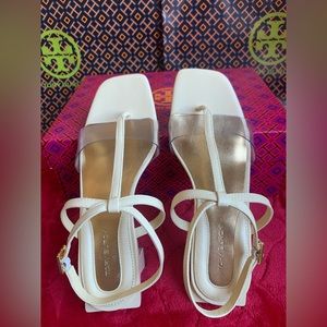 Tory Burch Strappy Lucite Heel Sandal Plastica- s.7 PV / vinyl ; Sweetcorn/Clear